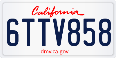 CA license plate 6TTV858