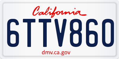 CA license plate 6TTV860
