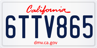 CA license plate 6TTV865