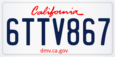 CA license plate 6TTV867