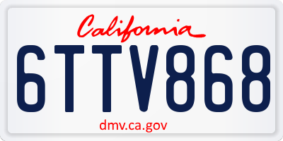 CA license plate 6TTV868
