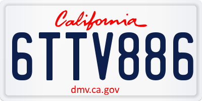 CA license plate 6TTV886