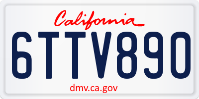 CA license plate 6TTV890