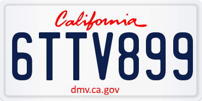 CA license plate 6TTV899