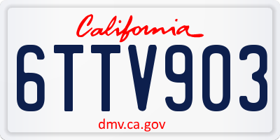 CA license plate 6TTV903
