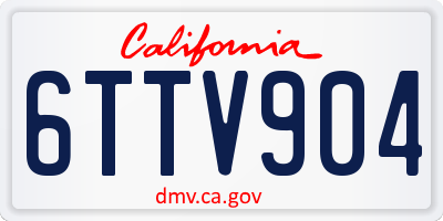 CA license plate 6TTV904