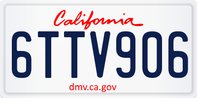 CA license plate 6TTV906