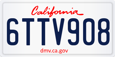 CA license plate 6TTV908