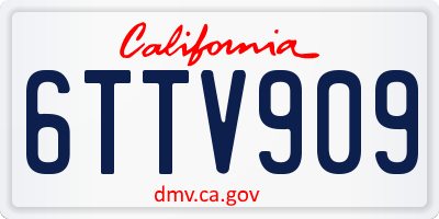 CA license plate 6TTV909