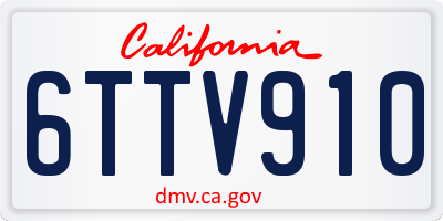 CA license plate 6TTV910