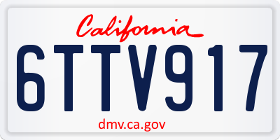 CA license plate 6TTV917