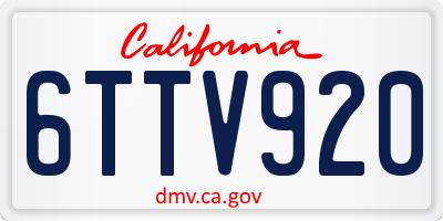 CA license plate 6TTV920