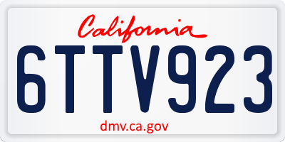 CA license plate 6TTV923