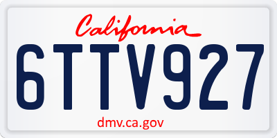 CA license plate 6TTV927