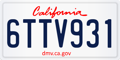 CA license plate 6TTV931