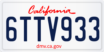 CA license plate 6TTV933