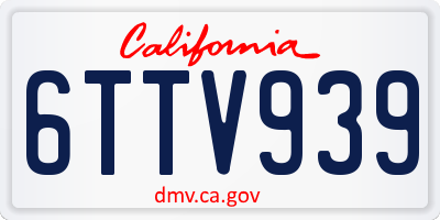 CA license plate 6TTV939