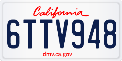 CA license plate 6TTV948