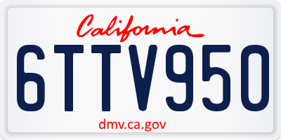 CA license plate 6TTV950