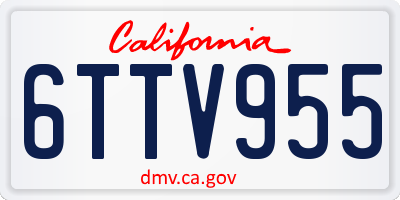 CA license plate 6TTV955