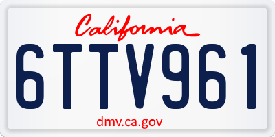 CA license plate 6TTV961