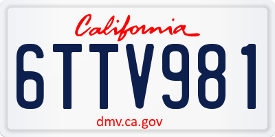 CA license plate 6TTV981