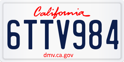 CA license plate 6TTV984