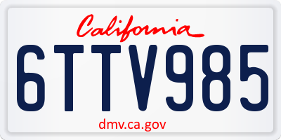 CA license plate 6TTV985