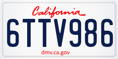 CA license plate 6TTV986