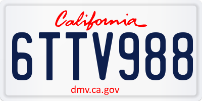 CA license plate 6TTV988