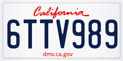 CA license plate 6TTV989