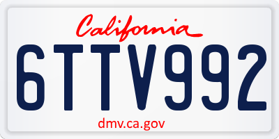 CA license plate 6TTV992