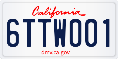 CA license plate 6TTW001