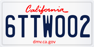 CA license plate 6TTW002