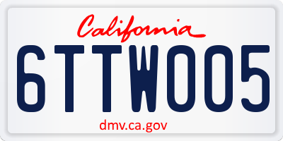 CA license plate 6TTW005
