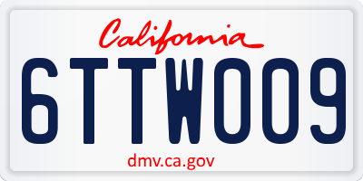 CA license plate 6TTW009