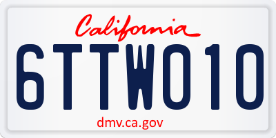 CA license plate 6TTW010