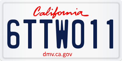 CA license plate 6TTW011