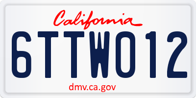 CA license plate 6TTW012