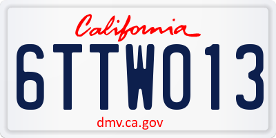 CA license plate 6TTW013