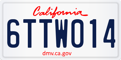 CA license plate 6TTW014