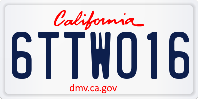 CA license plate 6TTW016
