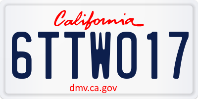 CA license plate 6TTW017