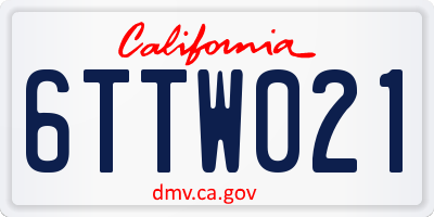 CA license plate 6TTW021