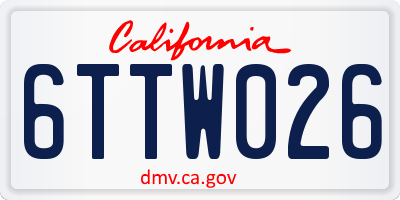 CA license plate 6TTW026