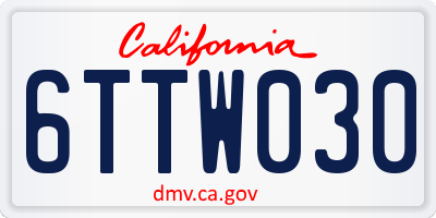 CA license plate 6TTW030