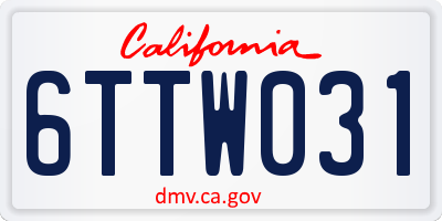 CA license plate 6TTW031