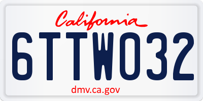 CA license plate 6TTW032