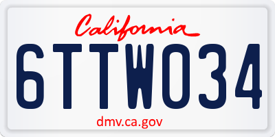 CA license plate 6TTW034
