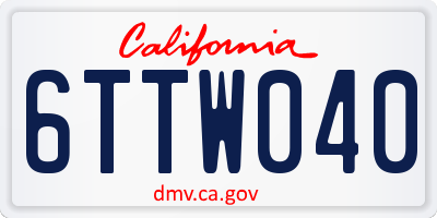 CA license plate 6TTW040